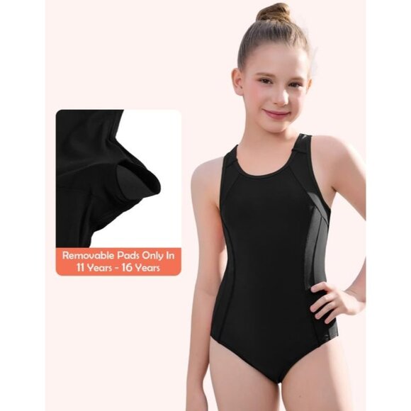 Girls Athletic One Piece Practice Swimwear Competition Bathing Suit - Picture 1 of 5